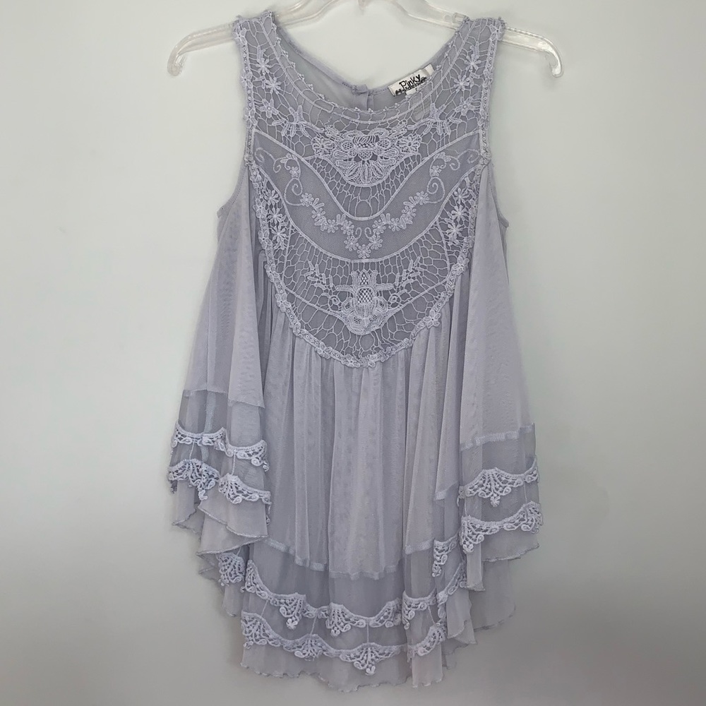 Altar’d State Crochet Sleeveless Lace Purple Top
